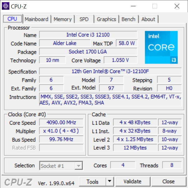 Intel Core i3-12100F Alder Lake CPU LGA 1700 3.3 GHz Quad-Core 58W 12MB  Cache Desktop Processor